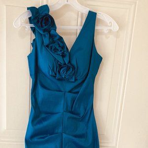 Semiformal Dress - Turquoise with Flower Detail